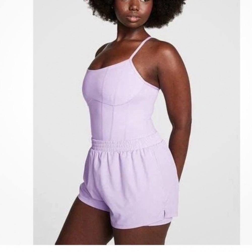 PINK Ultimate Runsie Romper Purple Built In Bra‎ Athletic XL NWT
